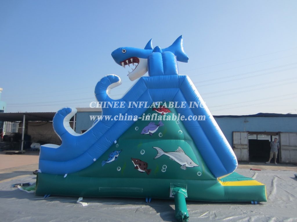 T8-240 Shark Themed Giant Inflatable Slide For Kids