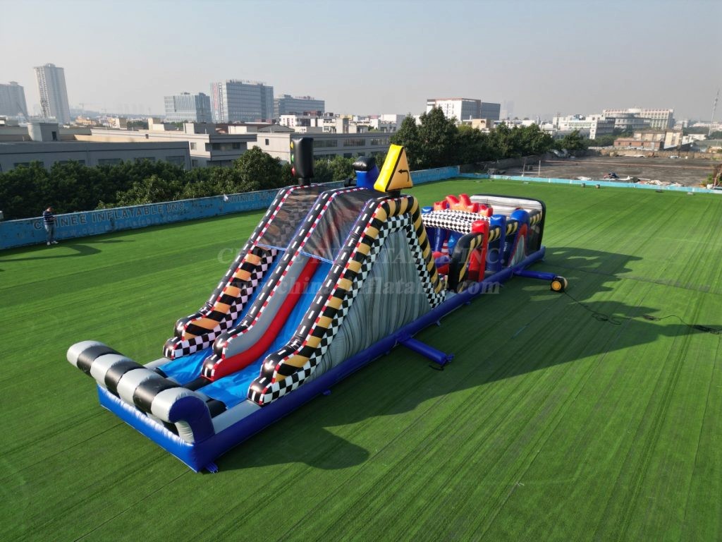 T7-1374 Racing Themed Inflatable Obstacle Course