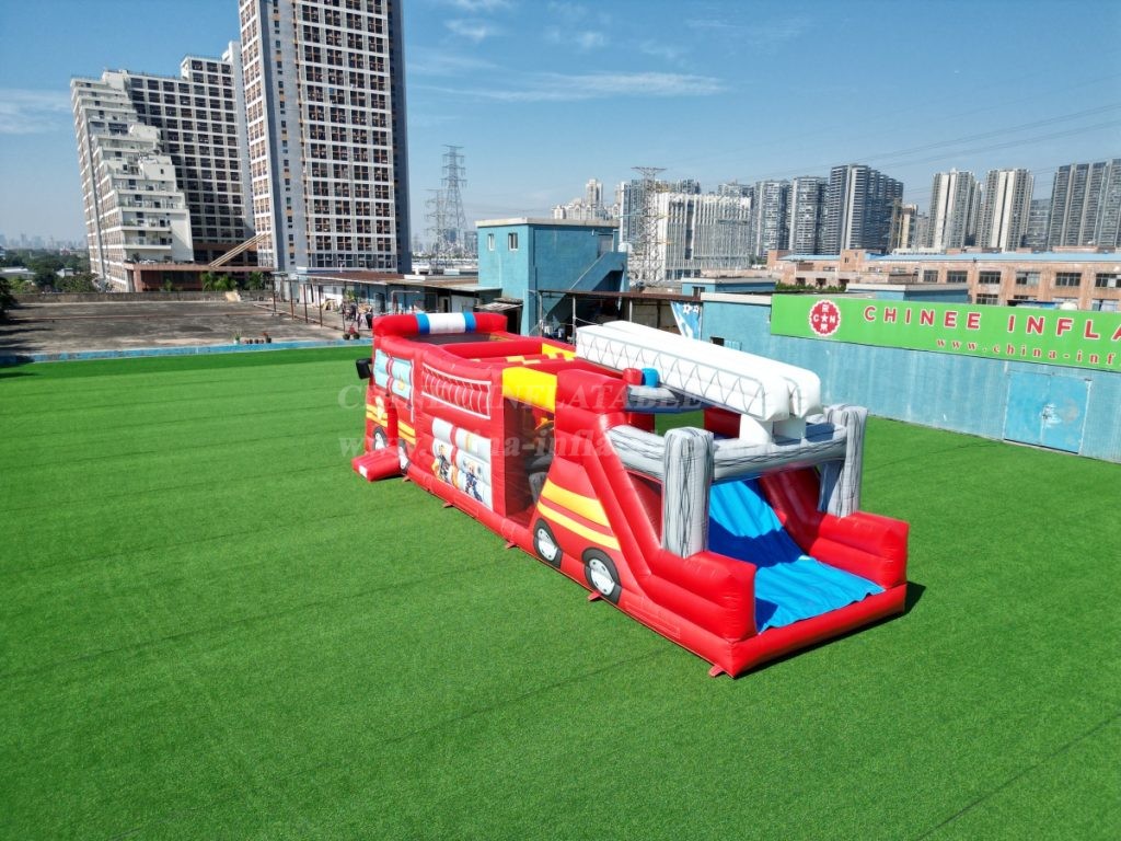 T7-3619 Firetruck Inflatable Obstacle Courses