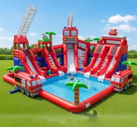 Pool3-279 Firetruck Theme Pool Water Par...