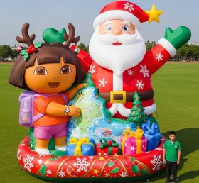Cartoon3-543 Christmas Santa and Dora In...