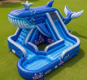 T8-5870 Whale Theme Inflatable Water Sli...