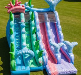 T8-9403 Mermaid Theme Inflatable Dry Sli...