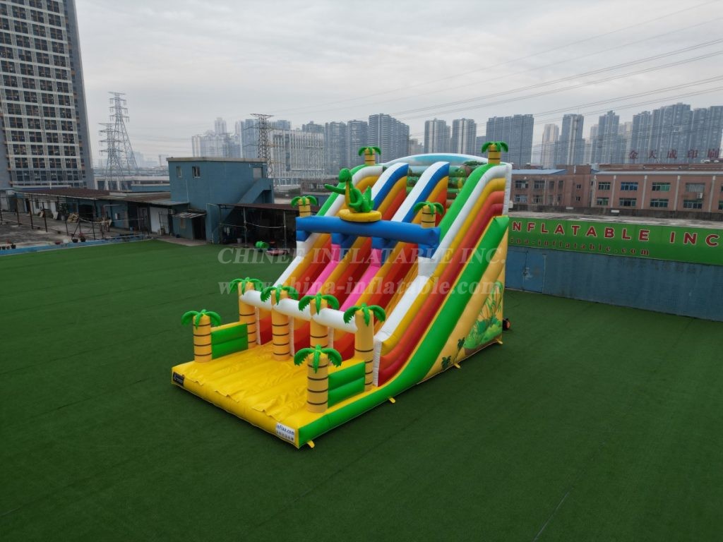 T8-7508 Dino themed Double Lane Inflatable Slide