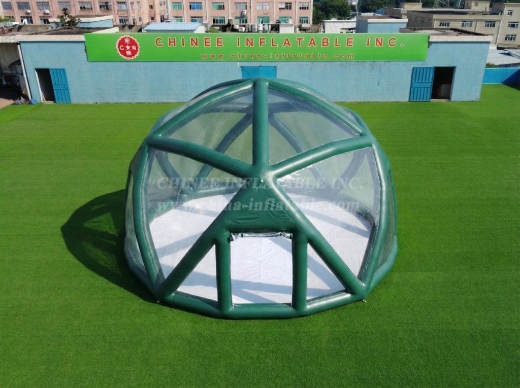 Tent1-5049D Dark Green Spherical Structure Inflatable Bubble Tent