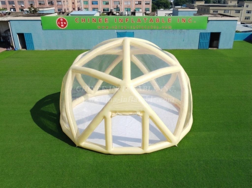 Tent1-5049J Pastel Yellow Spherical Structure Inflatable Bubble Tent